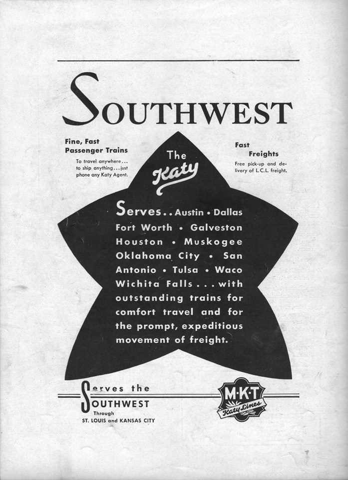 #140 MISSOURI KANSAS TEXAS RAILROAD FROM ST. LOUIS, MO TO HOUSTON, TX. WITH HEADQUARTERS IN PARSONS KANSAS FOR OVER 100 YEARS