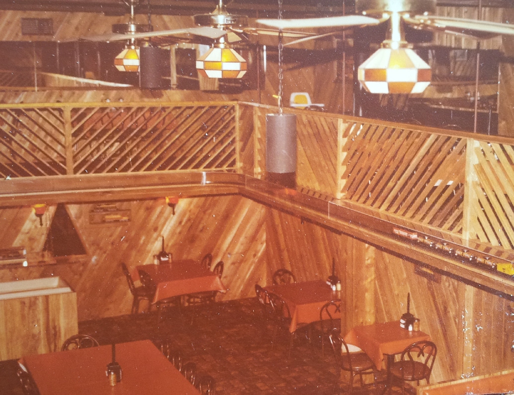 THE LOFT IN THE 1980'S LINDENLOFT THAT SEATED 225 PEOPLE. NOTICE THE ELECTRIC TRAIN BETWEEN BOTH LEVELS, THAT RAN 100 FEET AROUND THE BALCONY, WHEN THE KIDS PUSHED A BUTTON UPSTAIRS OR DOWNSTAIRS