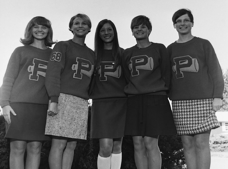 #8 PARSONS VIKINGS CHEERLEADERS 1968 Parsons Cheerleaders, Pam Willis, Patti Tippet, Martha Maier, Christy Stine, & T. J. Austin's sister Nancy Austin far right, Nancy's husband's obituary below