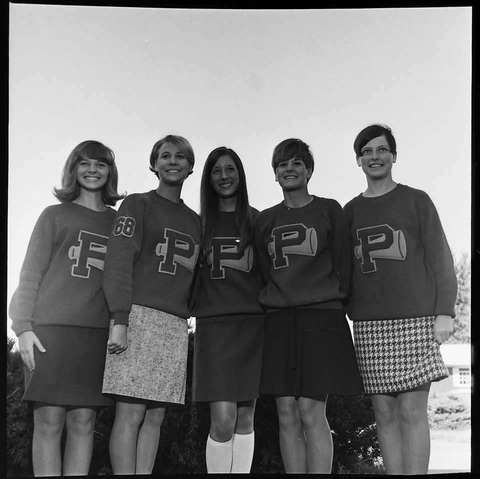 #118 1967/68 Parsons Cheerleaders, Pam Willis, Patti Tippet, Martha Maier, Christy Stine, & T. J. Austin's sister Nancy Austin. 