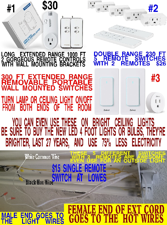 #5 37 BRILLIANT HOME REPAIR TRICKS & WIRELESS REMOTE LIGHT SWITCH FOR 5 DIFFERENT ROOMS WITH 2 REMOTES ONLY $30 WITH 2 DAY FREE SHIPPING FROM AMAZON PRIME. EVERYONE NEEDS ONE OF THESE. THEY'RE AWESOME.