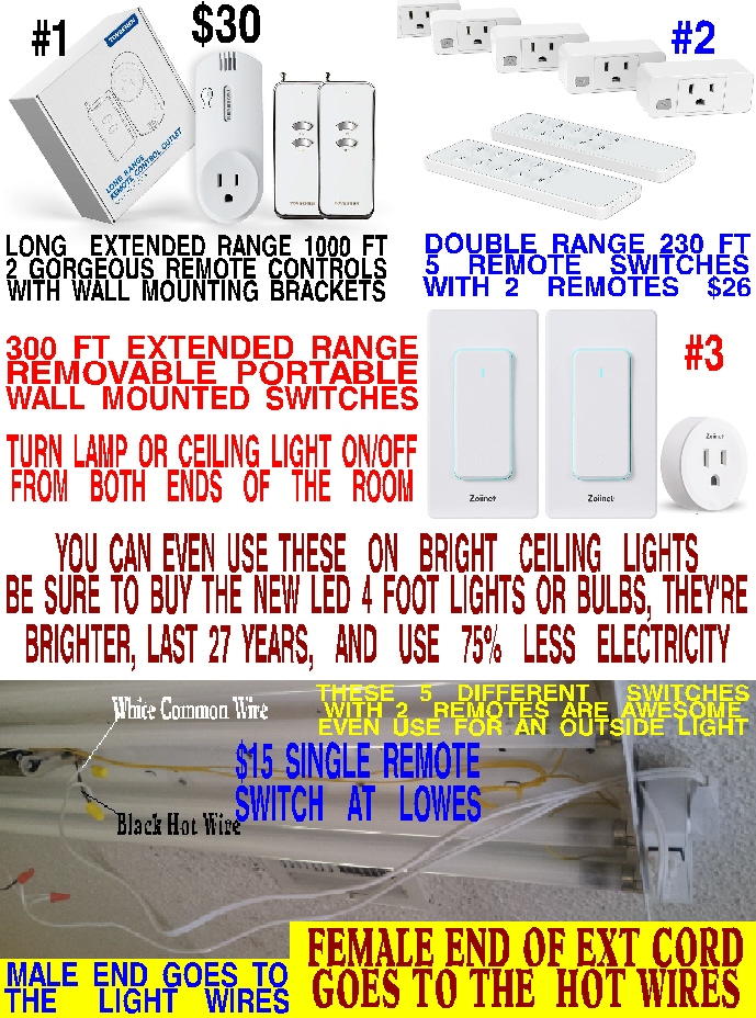 #11 37 BRILLIANT HOME REPAIR TRICKS & WIRELESS REMOTE LIGHT SWITCH FOR 5 DIFFERENT ROOMS WITH 2 REMOTES ONLY $30 WITH 2 DAY FREE SHIPPING FROM AMAZON PRIME. EVERYONE NEEDS ONE OF THESE. THEY'RE AWESOME.