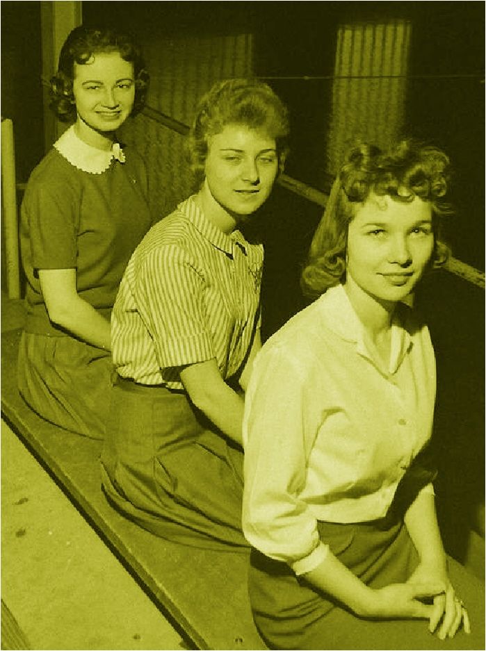 #72 ST. PATS 1961 QUEEN CANDIDATES L-R JUDY FINNERTY, MARY ANN DERVONISH FORBES, MARY ANN BONER