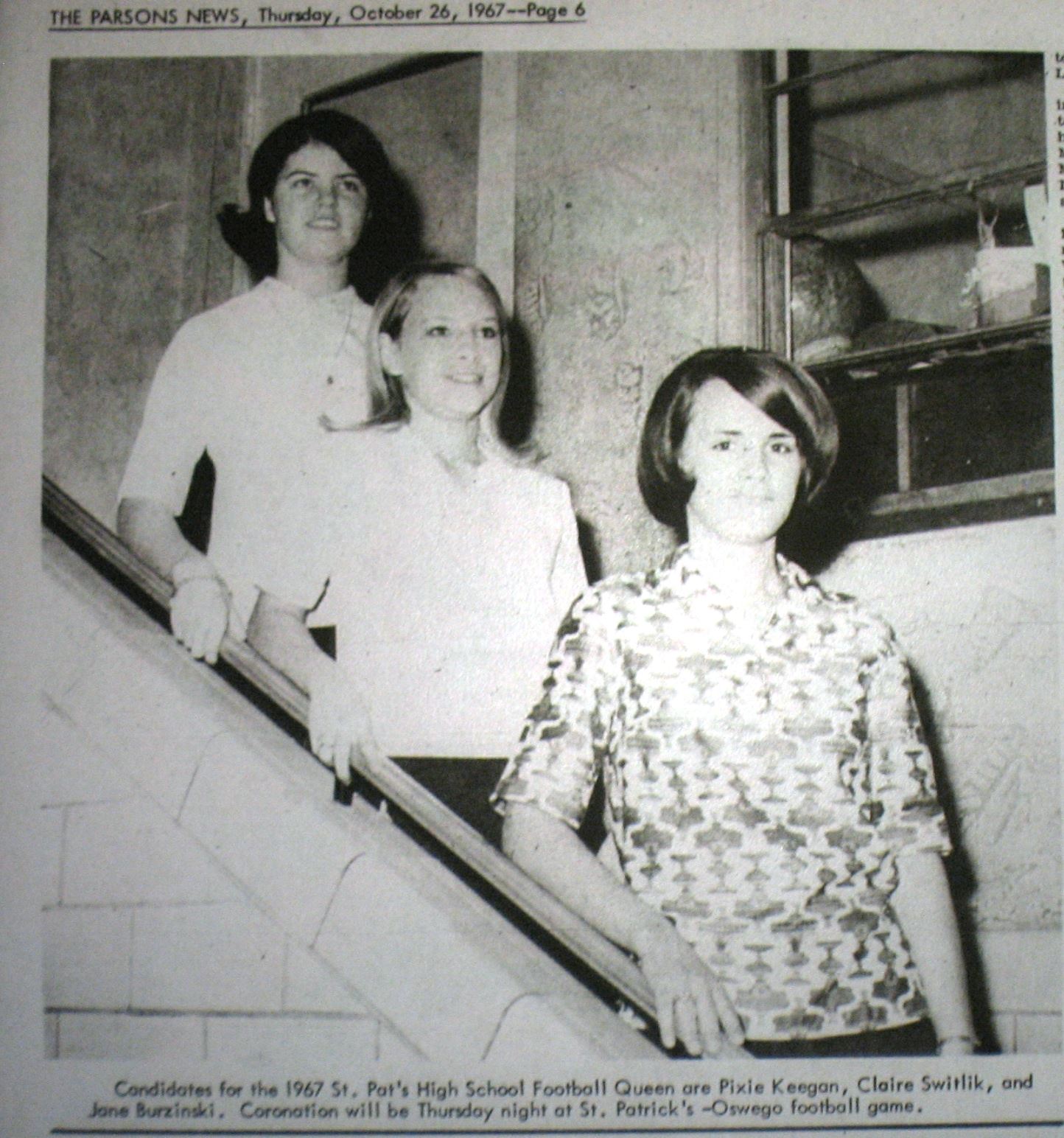 #65 St. Pats Football Queen Candidates 1967