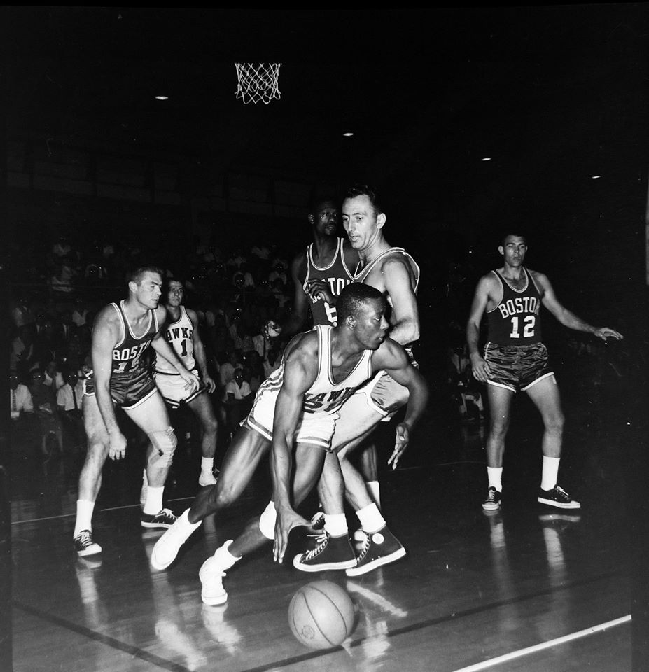 #66 OCT. 10th 1962 NBA CHAMPION BOSTON CELTICS VS NBA CHAMPION ST. LOUIS HAWKS AT PARSONS, KS. THANKS TO HAROLD JOHNSON - HIGHEST SCORING NBA GAMES OF ALL TIME