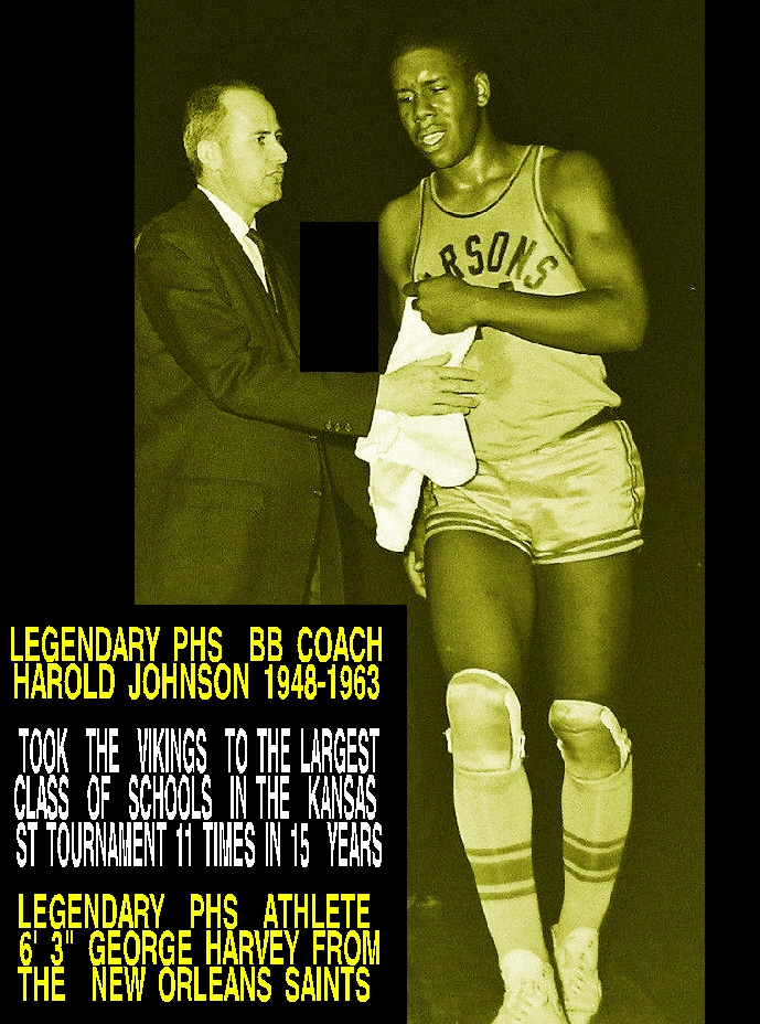 #50 LEGENDARY PARSONS BASKETBALL COACH HAROLD JOHNSON OBITUARY AND GEORGE HARVEY OF KU AND THE NEW ORLEANS SAINTS