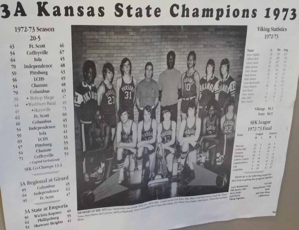 #173 BASKETBALL STATE CHAMPION PARSONS VIKINGS 1973 